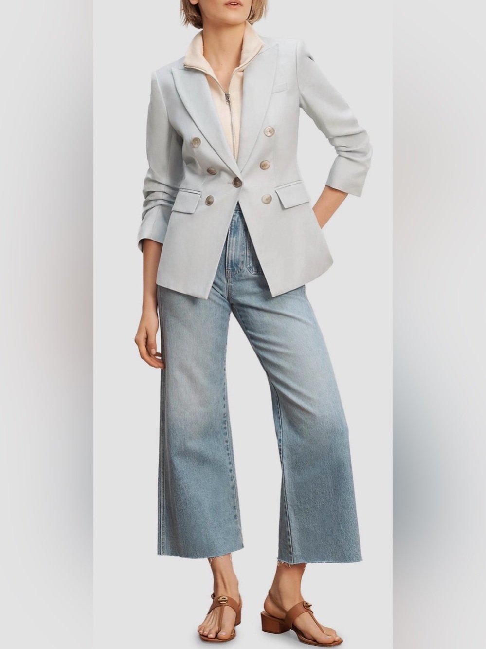 Veronica Beard Tomi Cotton-Blend Dickey Jacket in River Mist